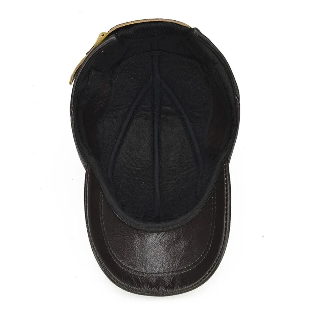 Herren Leder Cap | Premium Kappe Echtleder braun [ Herrenkollektion - Caps - Accessoires ] 181 - Herren Leder Cap Gratti Paris 