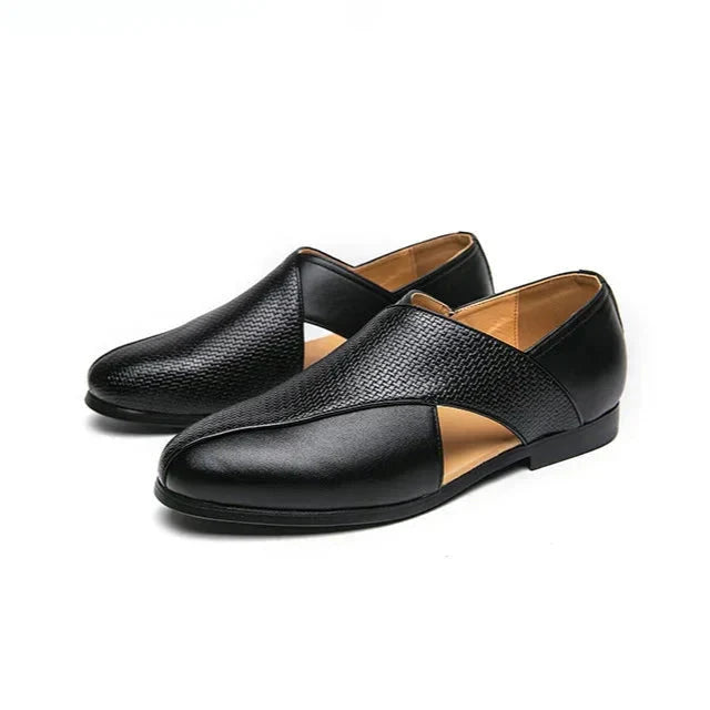Herren Leder Loafer | Elegante Slipper mit Plateau Sohle schwarz [ Herrenkollektion - Schuhe - Elegante Schuhe ] 284 - Herren Leder Loafer Gratti Offiziell 