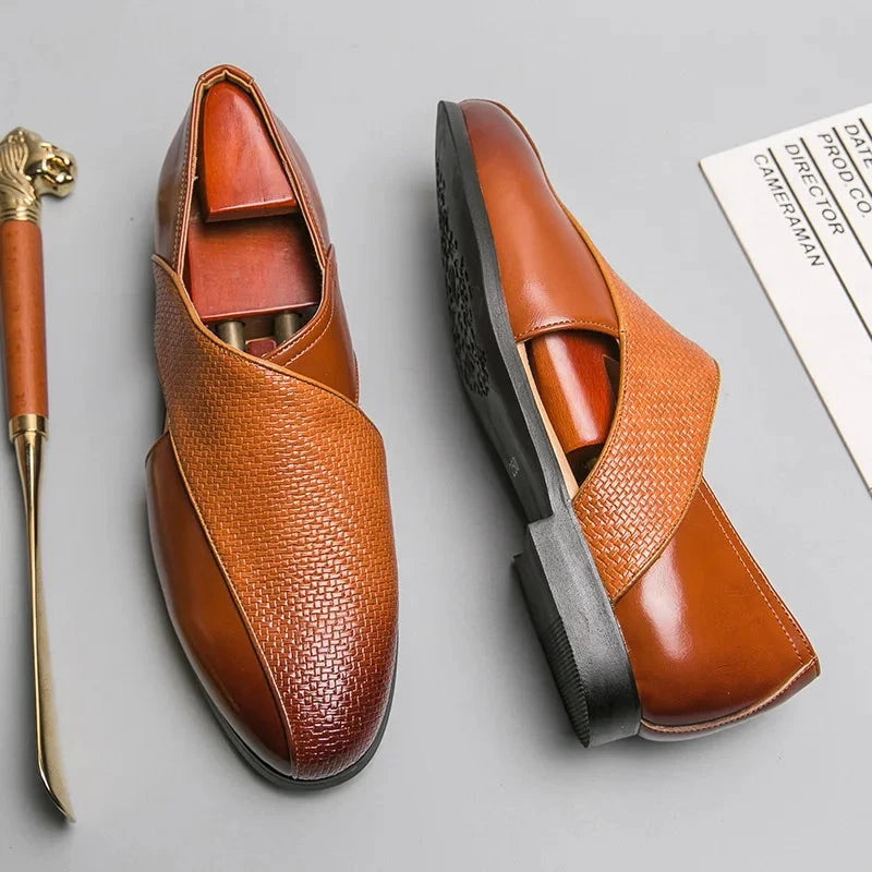 Herren Leder Loafer | Elegante Slipper mit Plateau Sohle schwarz [ Herrenkollektion - Schuhe - Elegante Schuhe ] 284 - Herren Leder Loafer Gratti Offiziell 