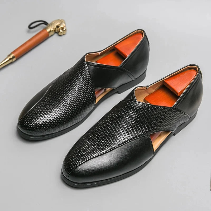 Herren Leder Loafer | Elegante Slipper mit Plateau Sohle schwarz [ Herrenkollektion - Schuhe - Elegante Schuhe ] 284 - Herren Leder Loafer Gratti Offiziell 