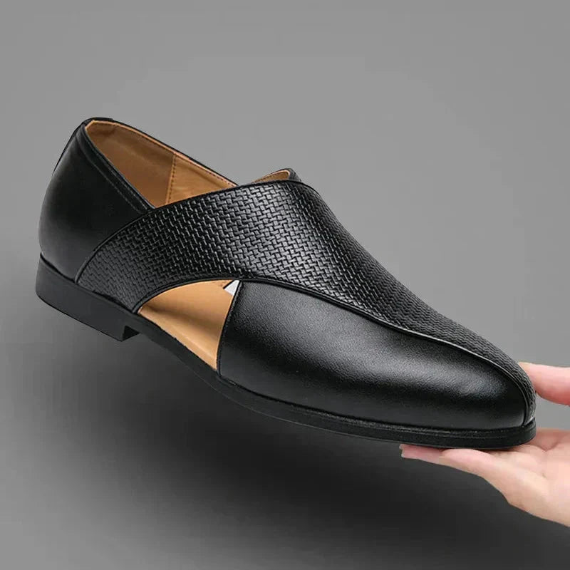 Herren Leder Loafer | Elegante Slipper mit Plateau Sohle schwarz [ Herrenkollektion - Schuhe - Elegante Schuhe ] 284 - Herren Leder Loafer Gratti Offiziell 
