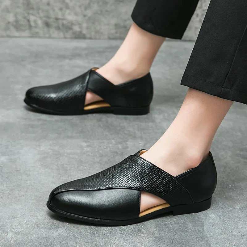 Herren Leder Loafer | Elegante Slipper mit Plateau Sohle schwarz [ Herrenkollektion - Schuhe - Elegante Schuhe ] 284 - Herren Leder Loafer Gratti Offiziell 