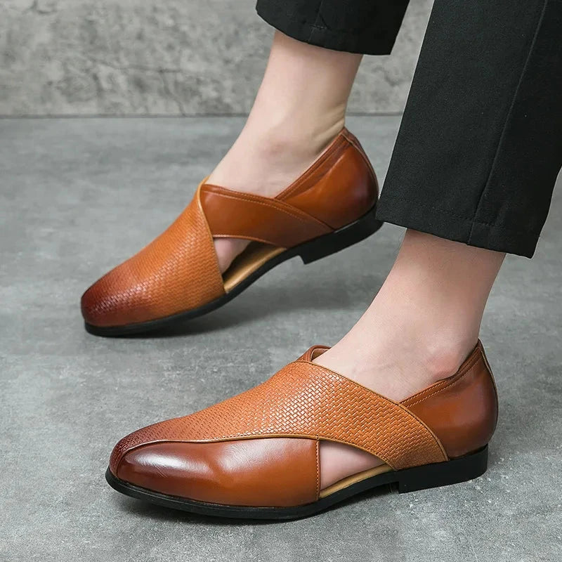 Herren Leder Loafer | Elegante Slipper mit Plateau Sohle schwarz [ Herrenkollektion - Schuhe - Elegante Schuhe ] 284 - Herren Leder Loafer Gratti Offiziell 