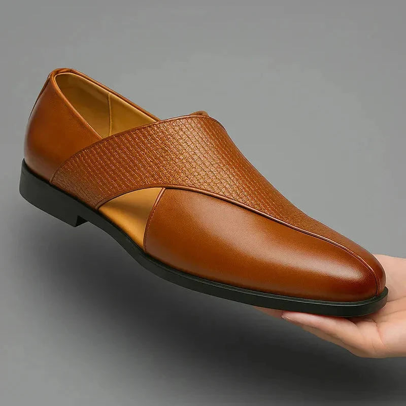 Herren Leder Loafer | Elegante Slipper mit Plateau Sohle schwarz [ Herrenkollektion - Schuhe - Elegante Schuhe ] 284 - Herren Leder Loafer Gratti Offiziell 