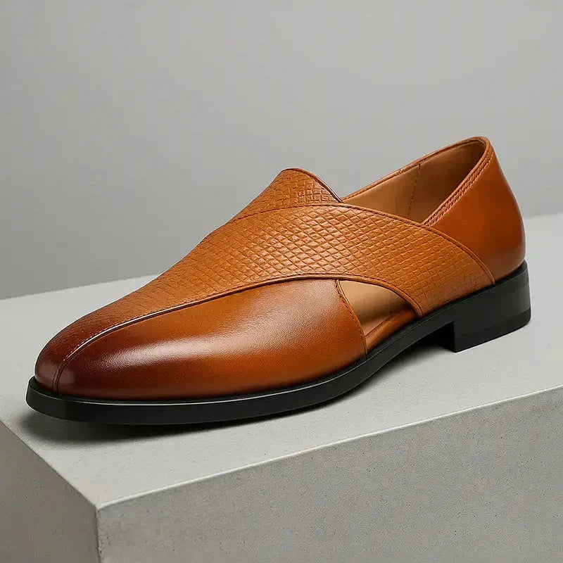 Herren Leder Loafer | Elegante Slipper mit Plateau Sohle schwarz [ Herrenkollektion - Schuhe - Elegante Schuhe ] 284 - Herren Leder Loafer Gratti Offiziell Braun 6 