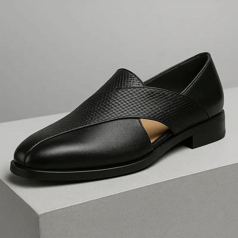 Herren Leder Loafer | Elegante Slipper mit Plateau Sohle schwarz [ Herrenkollektion - Schuhe - Elegante Schuhe ] 284 - Herren Leder Loafer Gratti Offiziell Schwarz 6 