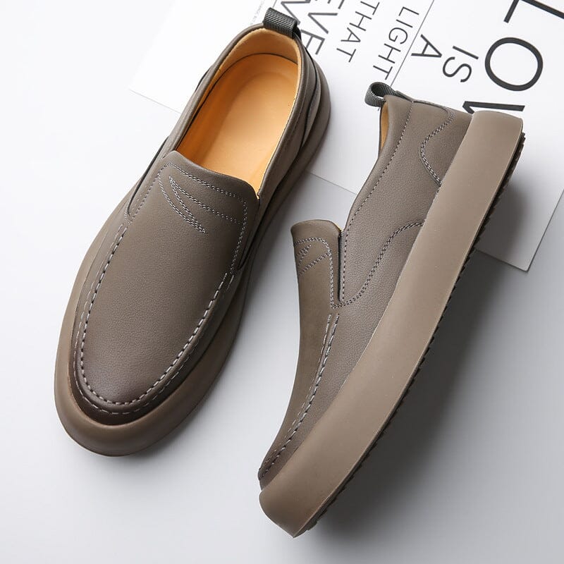 Herren Leder Loafer | Elegante Slipper mit Plateau Sohle weiß [ Herrenkollektion - Schuhe - Elegante Schuhe ] 285 - Herren Leder Loafer Gratti Offiziell Grau 7 