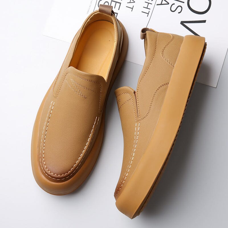 Herren Leder Loafer | Elegante Slipper mit Plateau Sohle weiß [ Herrenkollektion - Schuhe - Elegante Schuhe ] 285 - Herren Leder Loafer Gratti Offiziell Khaki 7 
