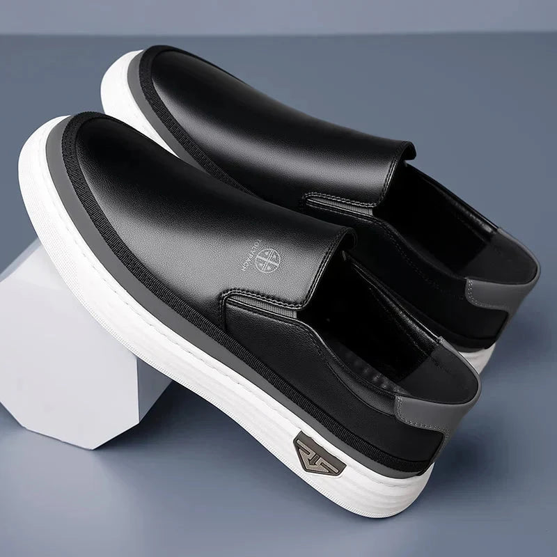 Herren Leder Loafer | Lässige Mokassins mit Kontrastnaht weiß [ Herrenkollektion - Schuhe - Elegante Schuhe ] 271 - Herren Leder Loafer Gratti Offiziell 