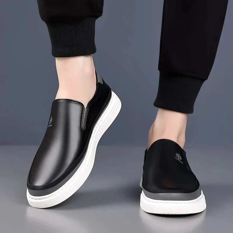 Herren Leder Loafer | Lässige Mokassins mit Kontrastnaht weiß [ Herrenkollektion - Schuhe - Elegante Schuhe ] 271 - Herren Leder Loafer Gratti Offiziell 