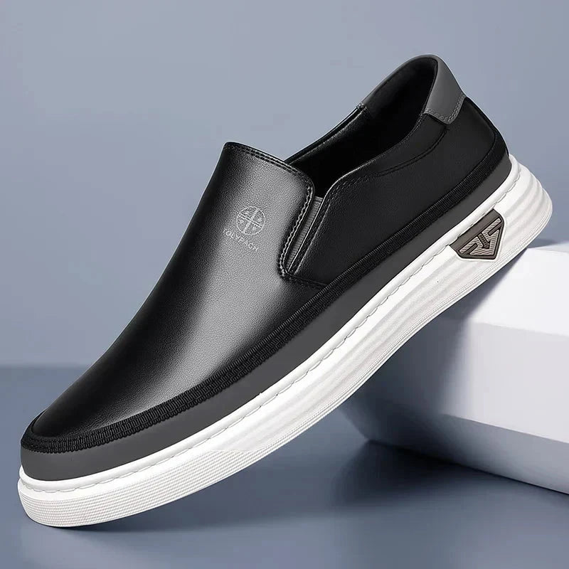 Herren Leder Loafer | Lässige Mokassins mit Kontrastnaht weiß [ Herrenkollektion - Schuhe - Elegante Schuhe ] 271 - Herren Leder Loafer Gratti Offiziell 