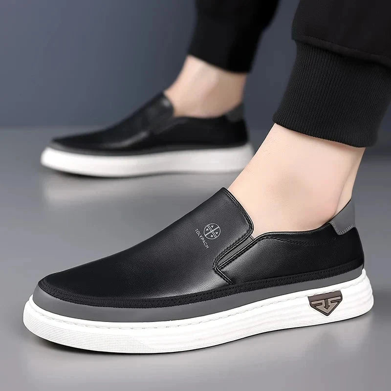 Herren Leder Loafer | Lässige Mokassins mit Kontrastnaht weiß [ Herrenkollektion - Schuhe - Elegante Schuhe ] 271 - Herren Leder Loafer Gratti Offiziell 