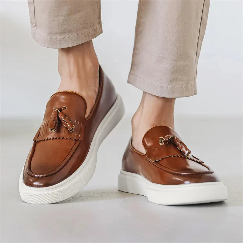 Herren Leder Loafer mit Quasten | Urban Schuhe mit Plateau Sohle braun [ Herrenkollektion - Schuhe - Elegante Schuhe ] 270 - Herren Leder Loafer mit Quasten Gratti Offiziell 