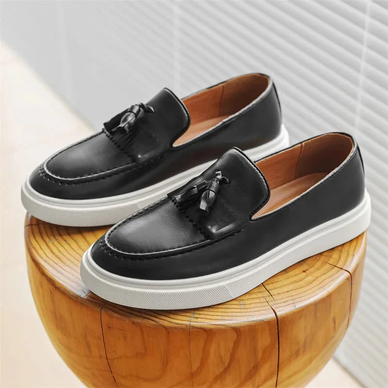 Herren Leder Loafer mit Quasten | Urban Schuhe mit Plateau Sohle braun [ Herrenkollektion - Schuhe - Elegante Schuhe ] 270 - Herren Leder Loafer mit Quasten Gratti Offiziell 