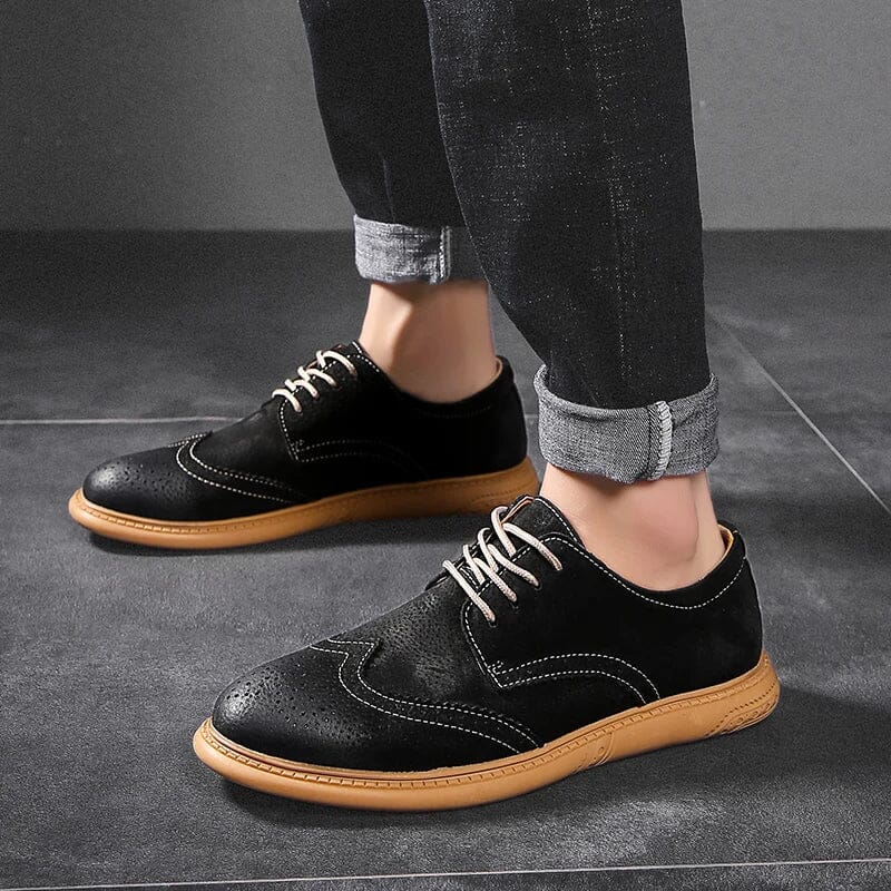 Herren Leder Sneaker Brogue | Elegante Casualschuhe schwarz [ Herrenkollektion - Schuhe - Elegante Schuhe ] 263 - Herren Leder Sneaker Brogue Gratti Offiziell 