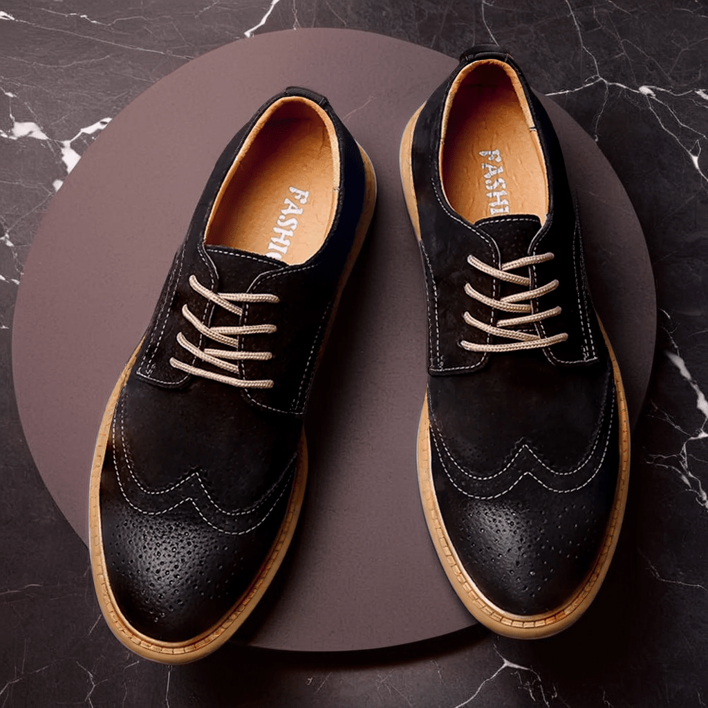 Herren Leder Sneaker Brogue | Elegante Casualschuhe schwarz [ Herrenkollektion - Schuhe - Elegante Schuhe ] 263 - Herren Leder Sneaker Brogue Gratti Offiziell Schwarz 7 