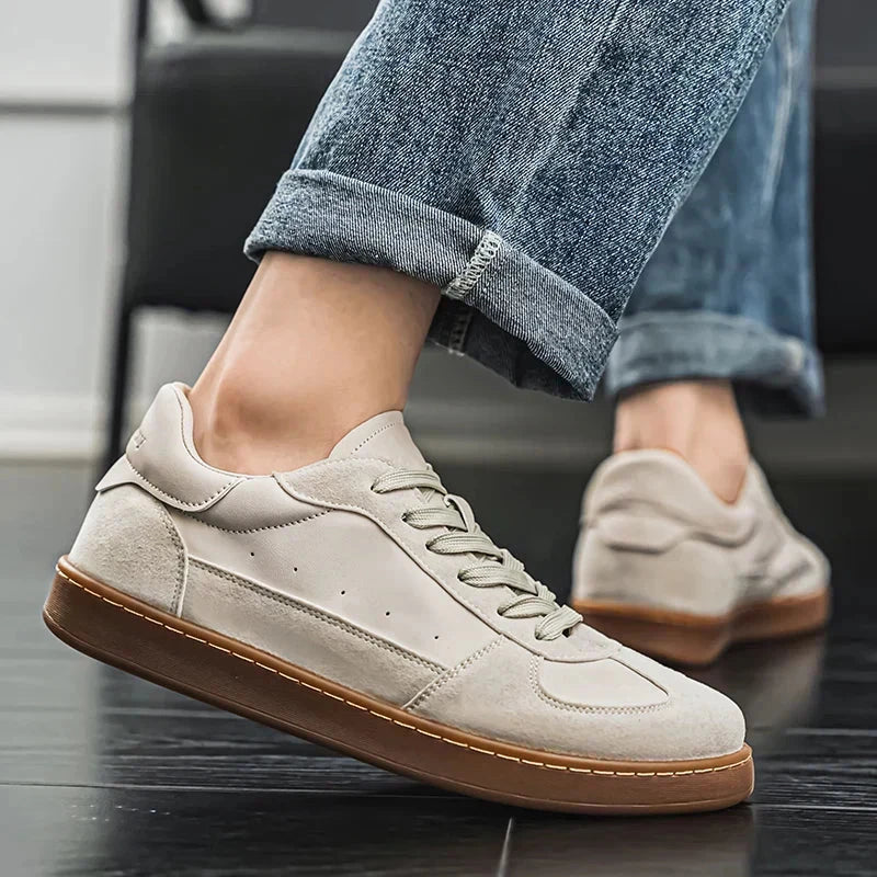 Herren Leder Sneaker | Lässige Freizeitschuhe mit Gummisohle beige [ Herrenkollektion - Schuhe - Turnschuhe ] 253 - Herren Leder Sneaker Gratti Offiziell 