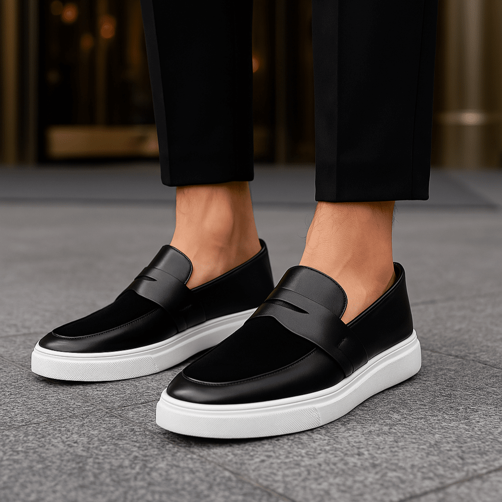 Herren Leder Sneaker | Lässige Schnürschuhe schwarz [ Herrenkollektion - Schuhe - Turnschuhe ] 283 - Herren Leder Sneaker Gratti Offiziell 