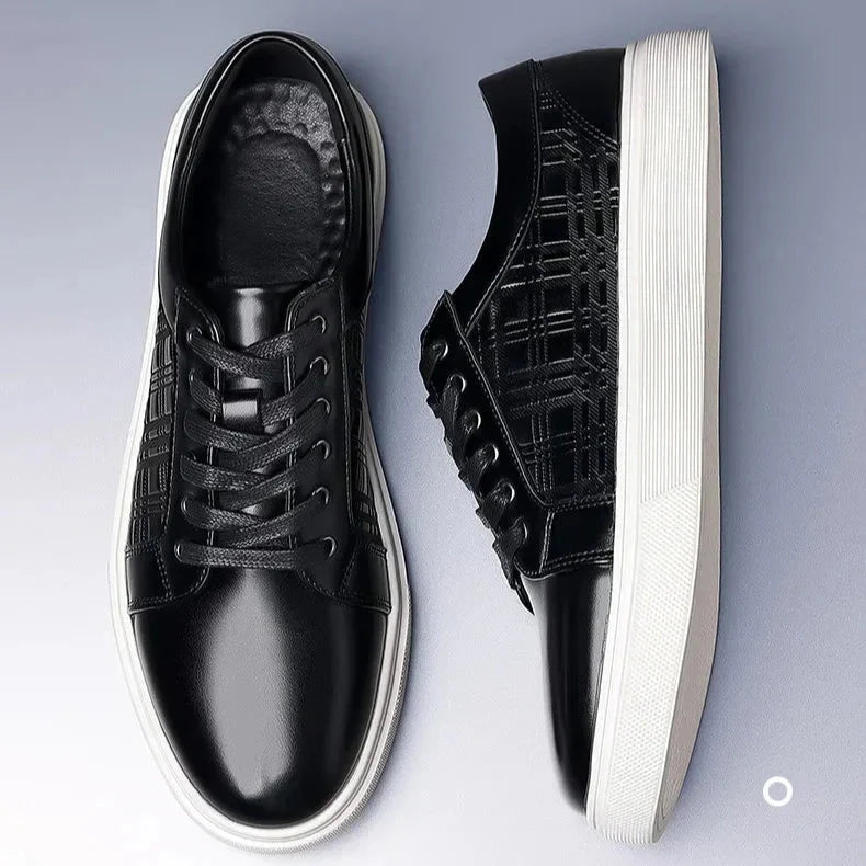 Herren Leder Sneaker Marineblau | Casual Sneaker mit Muster-Design [ Herrenkollektion - Schuhe - Turnschuhe ] 252 - Herren Leder Sneaker Marineblau Gratti Offiziell 