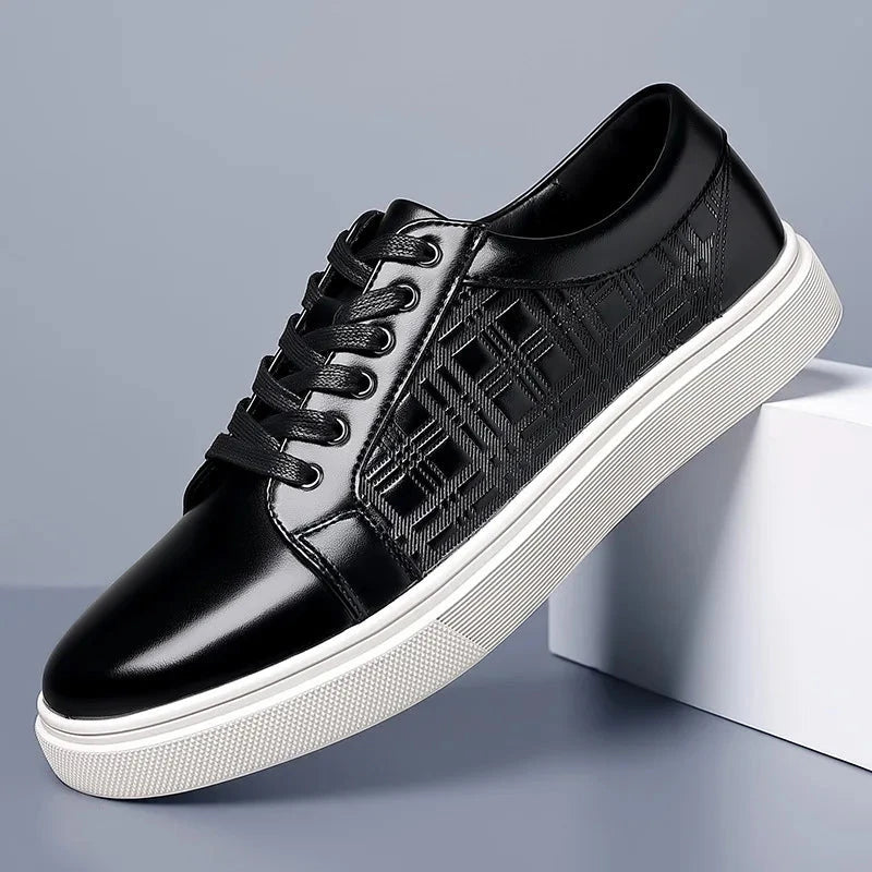 Herren Leder Sneaker Marineblau | Casual Sneaker mit Muster-Design [ Herrenkollektion - Schuhe - Turnschuhe ] 252 - Herren Leder Sneaker Marineblau Gratti Offiziell 