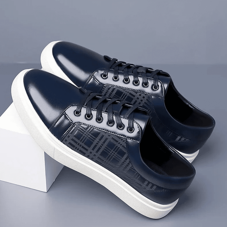 Herren Leder Sneaker Marineblau | Casual Sneaker mit Muster-Design [ Herrenkollektion - Schuhe - Turnschuhe ] 252 - Herren Leder Sneaker Marineblau Gratti Offiziell 