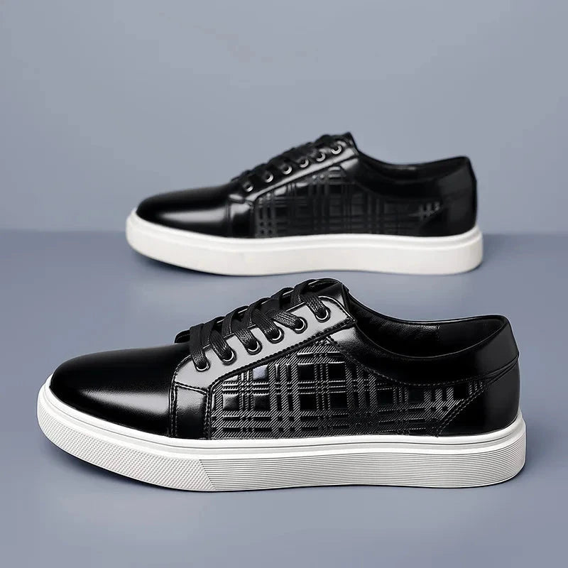 Herren Leder Sneaker Marineblau | Casual Sneaker mit Muster-Design [ Herrenkollektion - Schuhe - Turnschuhe ] 252 - Herren Leder Sneaker Marineblau Gratti Offiziell 