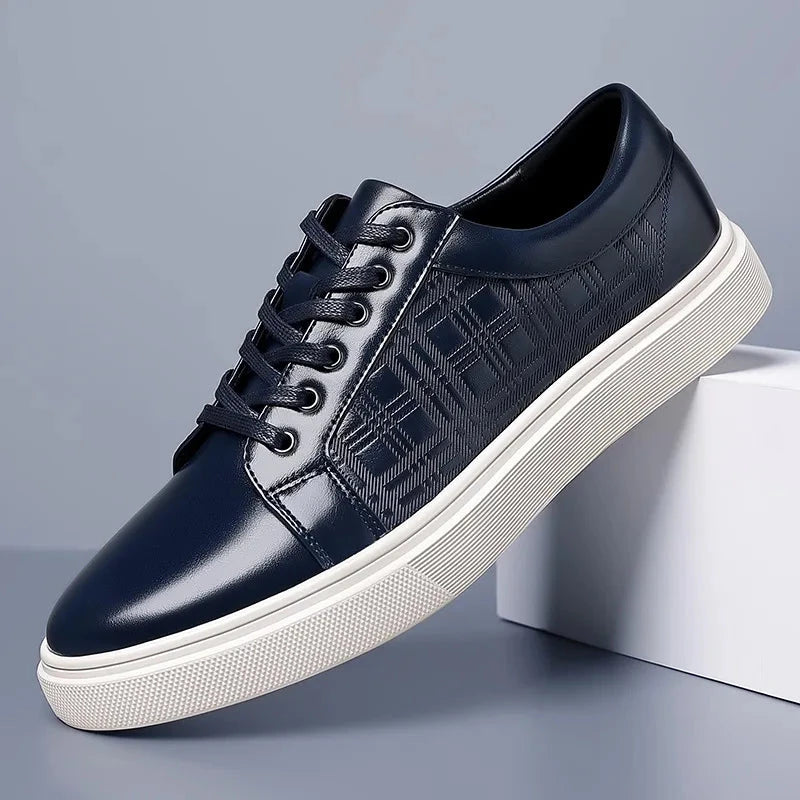 Herren Leder Sneaker Marineblau | Casual Sneaker mit Muster-Design [ Herrenkollektion - Schuhe - Turnschuhe ] 252 - Herren Leder Sneaker Marineblau Gratti Offiziell 