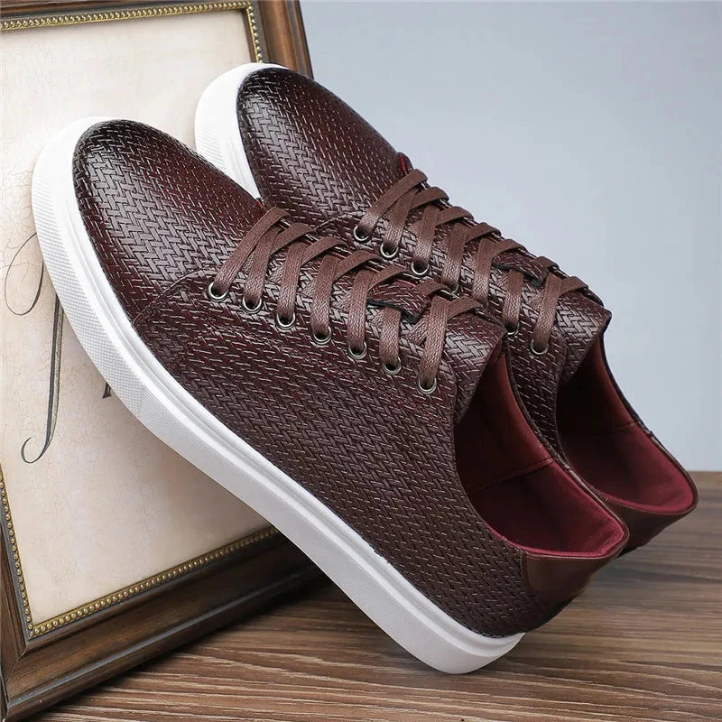 Herren Leder Sneaker mit Struktur | Bequeme Freizeitschuhe braun [ Herrenkollektion - Schuhe - Turnschuhe ] 279 - Herren Leder Sneaker mit Struktur Gratti Offiziell 