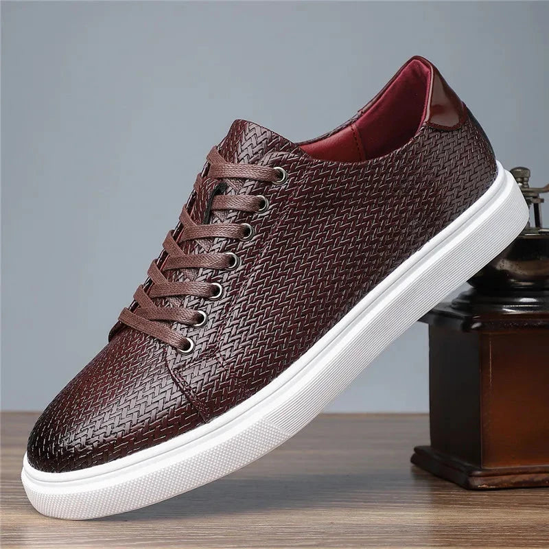 Herren Leder Sneaker mit Struktur | Bequeme Freizeitschuhe braun [ Herrenkollektion - Schuhe - Turnschuhe ] 279 - Herren Leder Sneaker mit Struktur Gratti Offiziell 