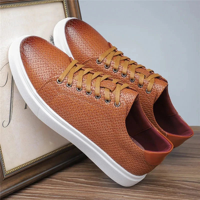 Herren Leder Sneaker mit Struktur | Bequeme Freizeitschuhe braun [ Herrenkollektion - Schuhe - Turnschuhe ] 279 - Herren Leder Sneaker mit Struktur Gratti Offiziell 