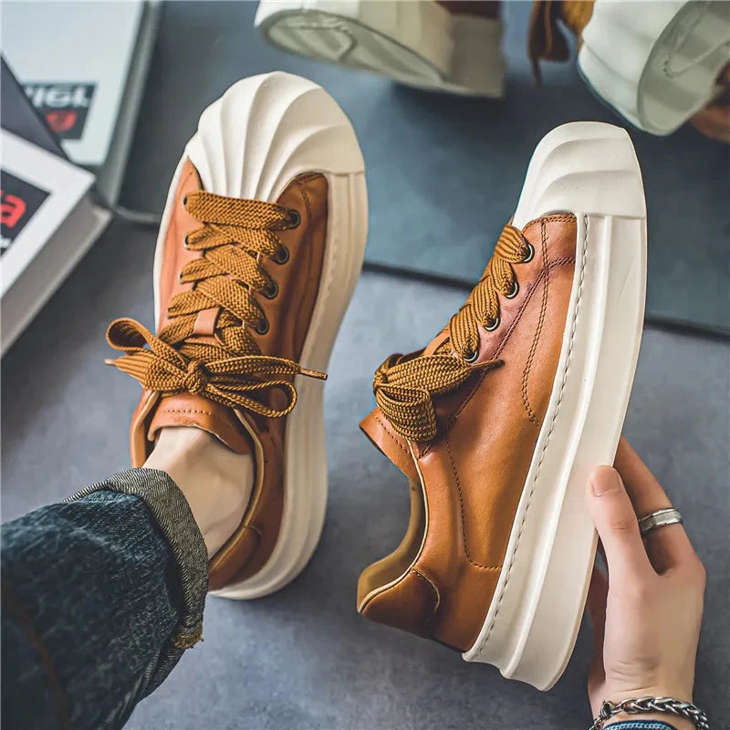 Herren Leder Sneaker | Urban Sneaker mit Wellensohle braun [ Herrenkollektion - Schuhe - Turnschuhe ] 269 - Herren Leder Sneaker Gratti Offiziell 