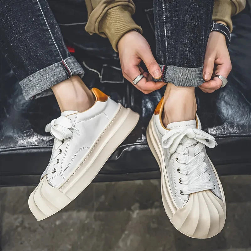 Herren Leder Sneaker | Urban Sneaker mit Wellensohle braun [ Herrenkollektion - Schuhe - Turnschuhe ] 269 - Herren Leder Sneaker Gratti Offiziell 