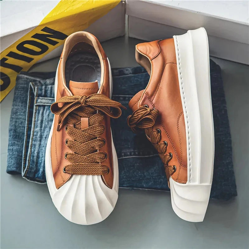 Herren Leder Sneaker | Urban Sneaker mit Wellensohle braun [ Herrenkollektion - Schuhe - Turnschuhe ] 269 - Herren Leder Sneaker Gratti Offiziell 