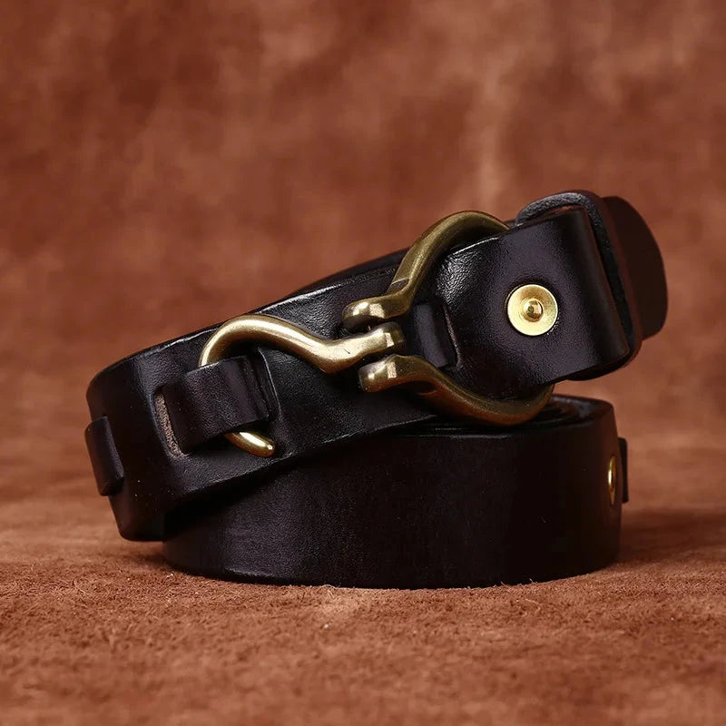 Herren Ledergürtel Vintage | Gürtel mit Hakenschnalle braun [ Herrenkollektion - Gürtel - Accessoires ] 170 - Herren Ledergürtel Vintage Gratti Paris 