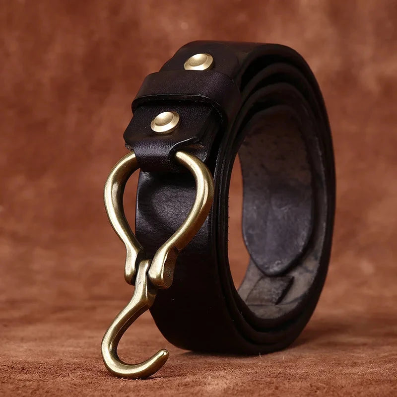 Herren Ledergürtel Vintage | Gürtel mit Hakenschnalle braun [ Herrenkollektion - Gürtel - Accessoires ] 170 - Herren Ledergürtel Vintage Gratti Paris 