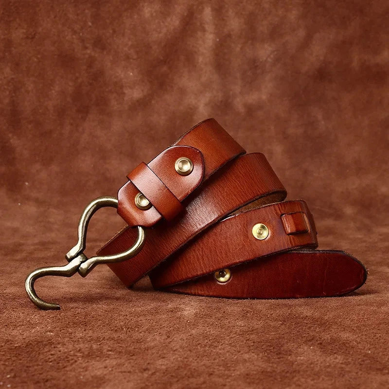 Herren Ledergürtel Vintage | Gürtel mit Hakenschnalle braun [ Herrenkollektion - Gürtel - Accessoires ] 170 - Herren Ledergürtel Vintage Gratti Paris Bernsteinbraun 32 