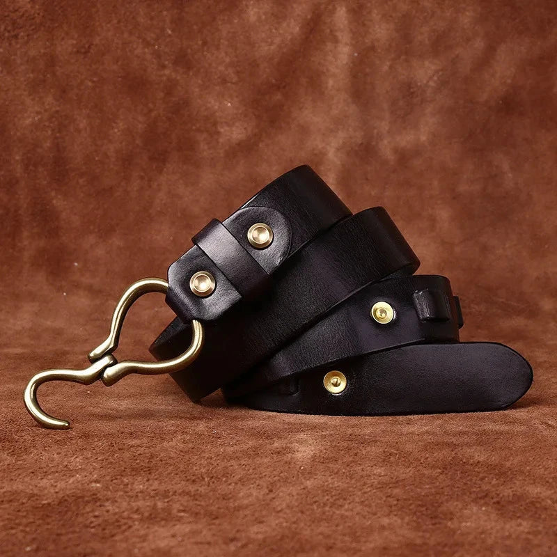 Herren Ledergürtel Vintage | Gürtel mit Hakenschnalle braun [ Herrenkollektion - Gürtel - Accessoires ] 170 - Herren Ledergürtel Vintage Gratti Paris Schwarz Onyx 32 