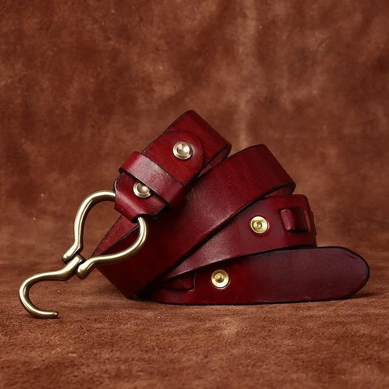 Herren Ledergürtel Vintage | Gürtel mit Hakenschnalle braun [ Herrenkollektion - Gürtel - Accessoires ] 170 - Herren Ledergürtel Vintage Gratti Paris Weinrot 32 