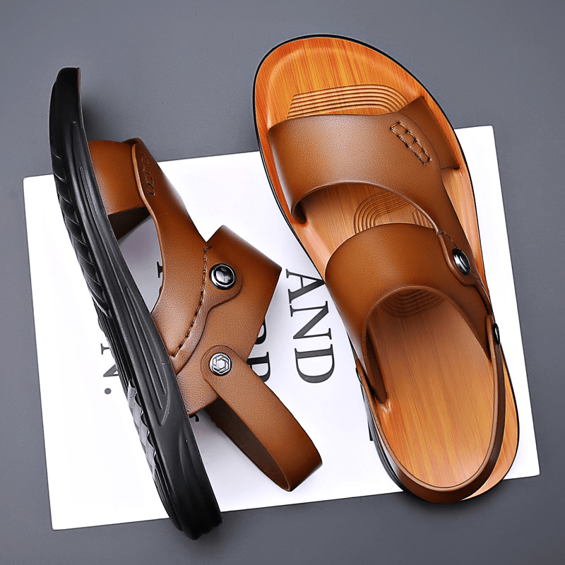 Herren Ledersandalen Echtleder | Bequeme Sandalen mit Knöchelriemen braun [ Herrenkollektion - Schuhe - Sandalen ] 273 - Herren Ledersandalen Echtleder Gratti Offiziell 