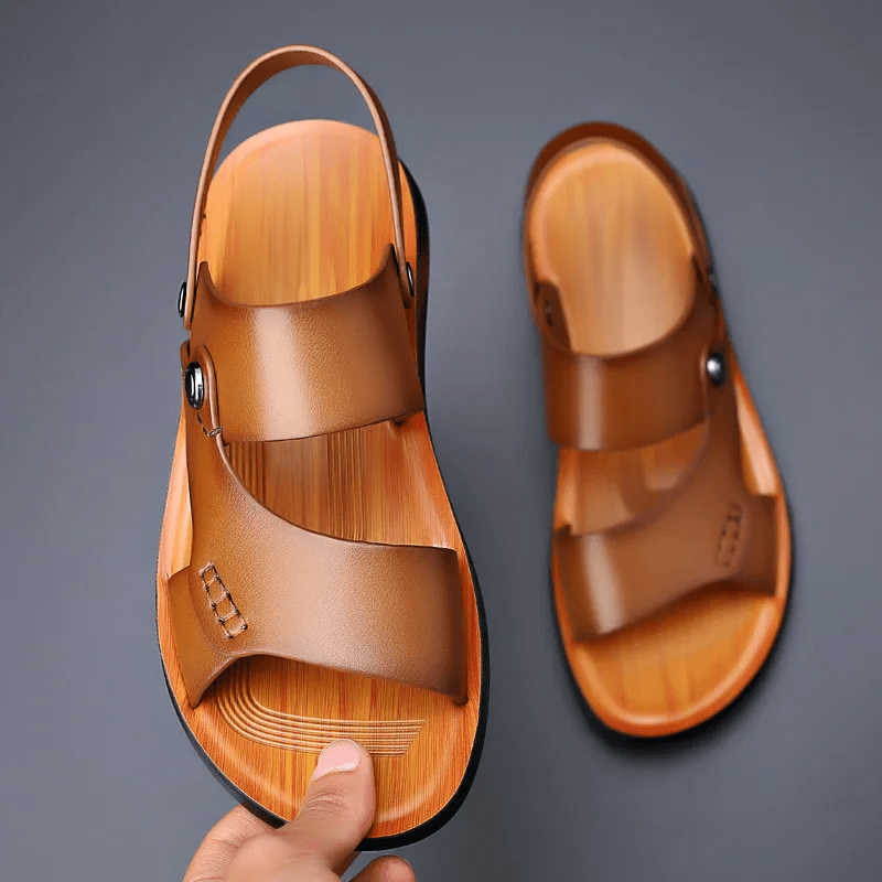 Herren Ledersandalen Echtleder | Bequeme Sandalen mit Knöchelriemen braun [ Herrenkollektion - Schuhe - Sandalen ] 273 - Herren Ledersandalen Echtleder Gratti Offiziell 