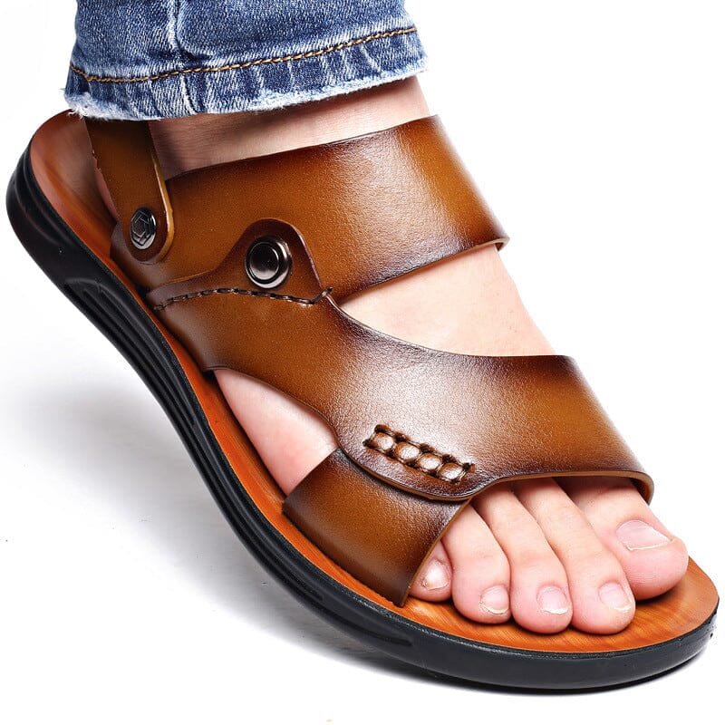 Herren Ledersandalen Echtleder | Bequeme Sandalen mit Knöchelriemen braun [ Herrenkollektion - Schuhe - Sandalen ] 273 - Herren Ledersandalen Echtleder Gratti Offiziell 