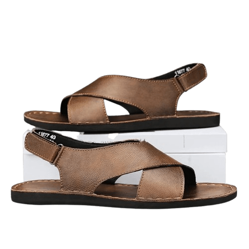 Herren Ledersandalen Echtleder | Bequeme Sandalen mit Kreuzriemen braun [ Herrenkollektion - Schuhe - Sandalen ] 264 - Herren Ledersandalen Echtleder Gratti Offiziell 
