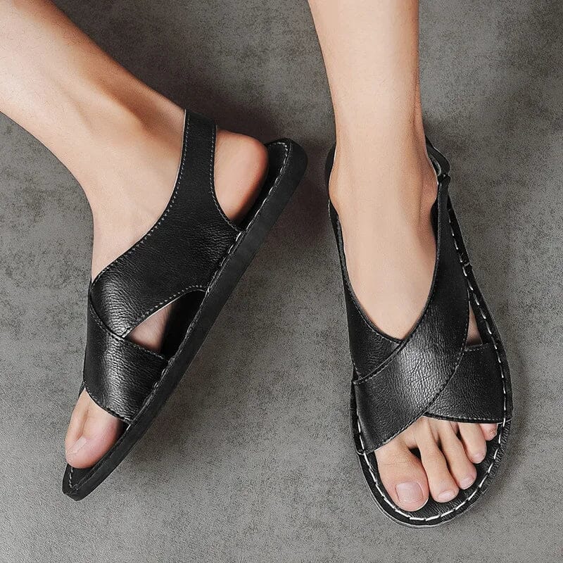 Herren Ledersandalen Echtleder | Bequeme Sandalen mit Kreuzriemen braun [ Herrenkollektion - Schuhe - Sandalen ] 264 - Herren Ledersandalen Echtleder Gratti Offiziell 