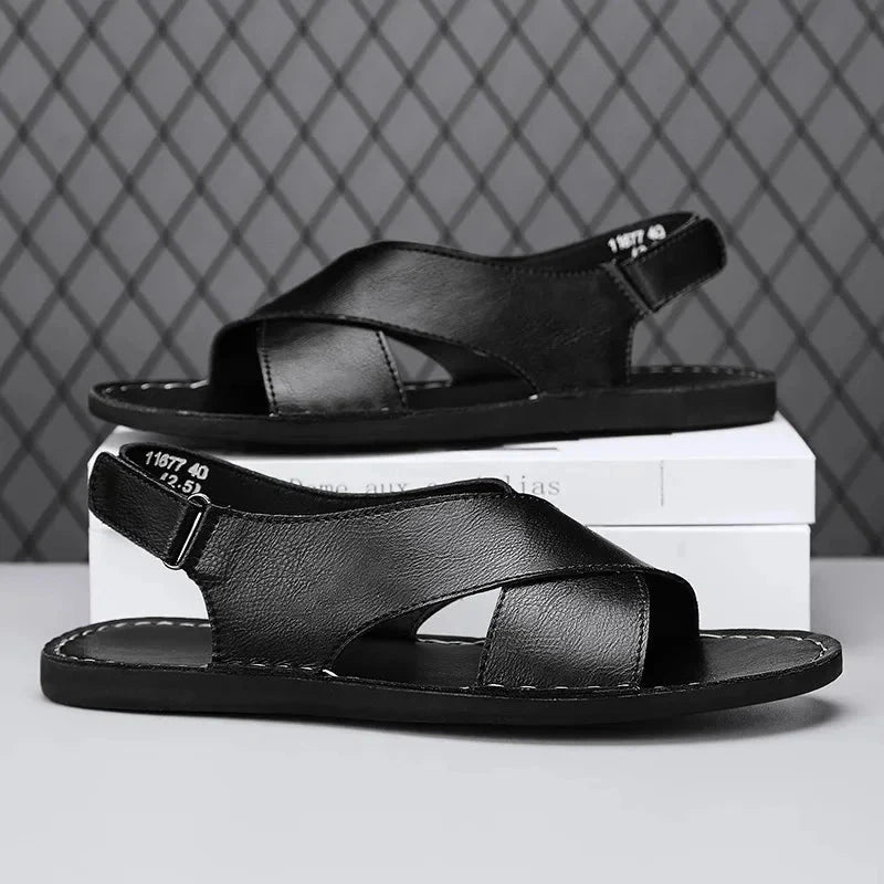 Herren Ledersandalen Echtleder | Bequeme Sandalen mit Kreuzriemen braun [ Herrenkollektion - Schuhe - Sandalen ] 264 - Herren Ledersandalen Echtleder Gratti Offiziell 