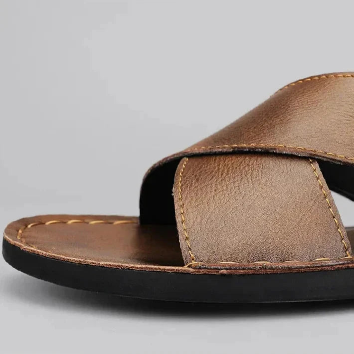 Herren Ledersandalen Echtleder | Bequeme Sandalen mit Kreuzriemen braun [ Herrenkollektion - Schuhe - Sandalen ] 264 - Herren Ledersandalen Echtleder Gratti Offiziell 