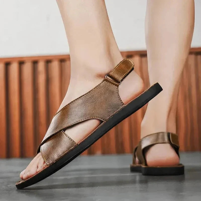 Herren Ledersandalen Echtleder | Bequeme Sandalen mit Kreuzriemen braun [ Herrenkollektion - Schuhe - Sandalen ] 264 - Herren Ledersandalen Echtleder Gratti Offiziell 