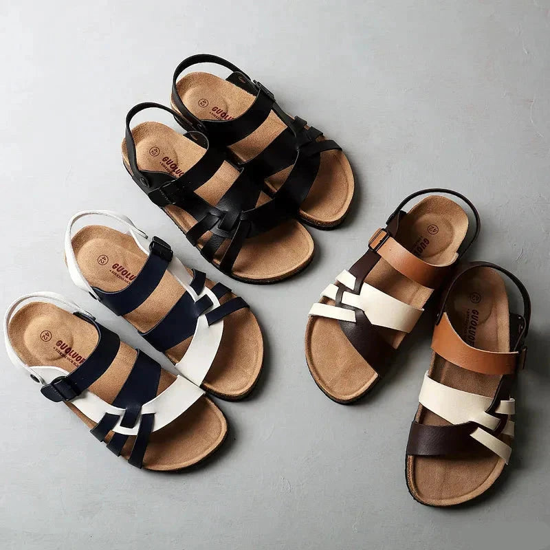 Herren Ledersandalen Echtleder | Bequeme Sandalen mit Kreuzriemen braun [ Herrenkollektion - Schuhe - Sandalen ] 265 - Herren Ledersandalen Echtleder Gratti Offiziell 