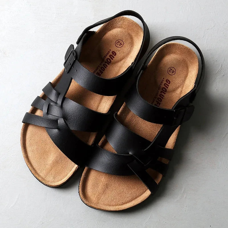 Herren Ledersandalen Echtleder | Bequeme Sandalen mit Kreuzriemen braun [ Herrenkollektion - Schuhe - Sandalen ] 265 - Herren Ledersandalen Echtleder Gratti Offiziell 