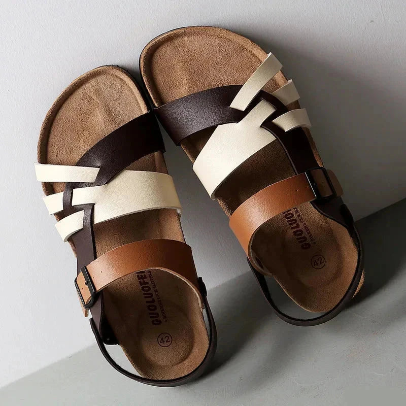 Herren Ledersandalen Echtleder | Bequeme Sandalen mit Kreuzriemen braun [ Herrenkollektion - Schuhe - Sandalen ] 265 - Herren Ledersandalen Echtleder Gratti Offiziell 