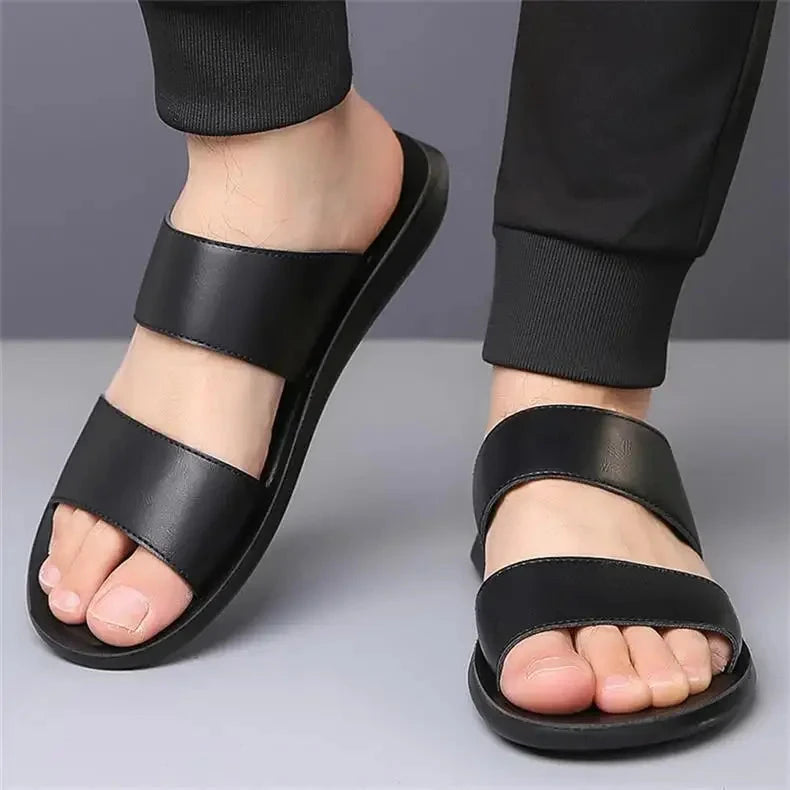 Herren Ledersandalen mit Doppelriemen | Bequeme Sommerschuhe weiß [ Herrenkollektion - Schuhe - Sandalen ] 250 - Herren Ledersandalen mit Doppelriemen Gratti Offiziell 